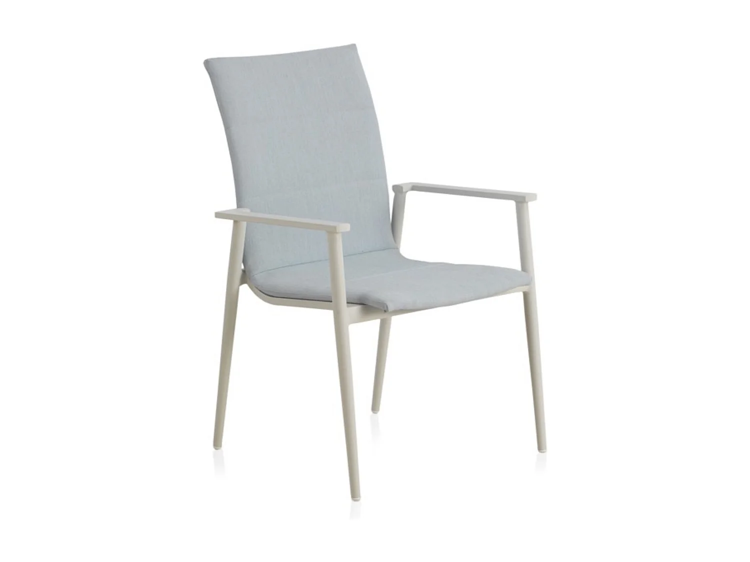 Lot de 4 fauteuils en aluminium blanc avec revêtement bleu clair