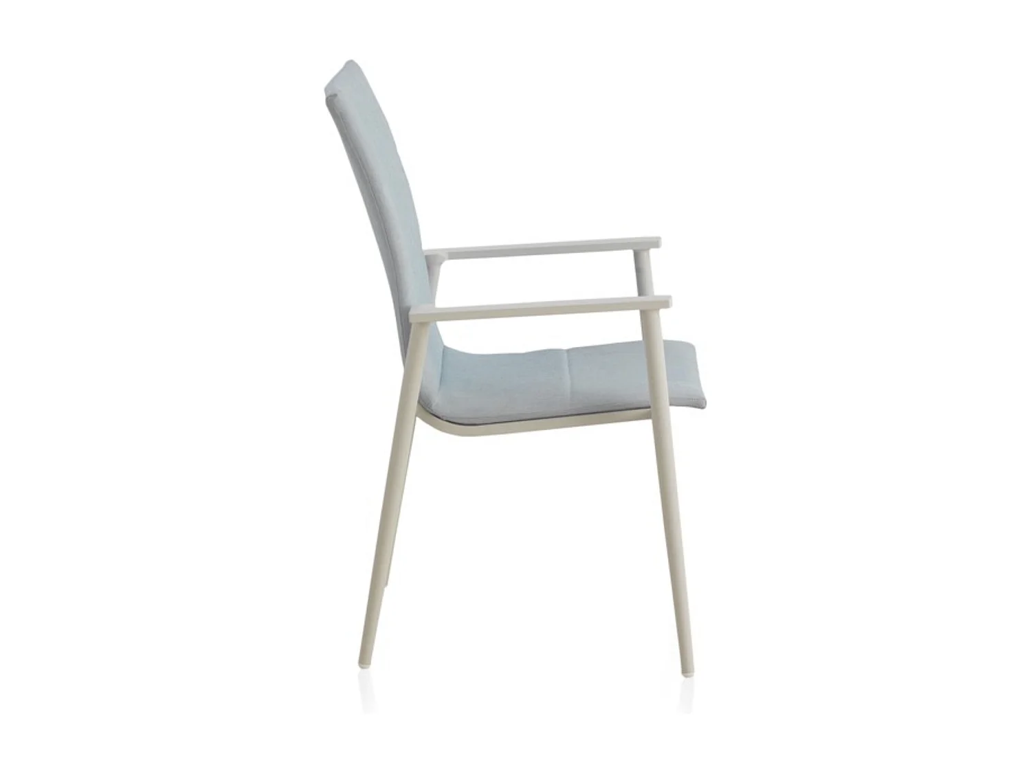 Lot de 4 fauteuils en aluminium blanc avec revêtement bleu clair