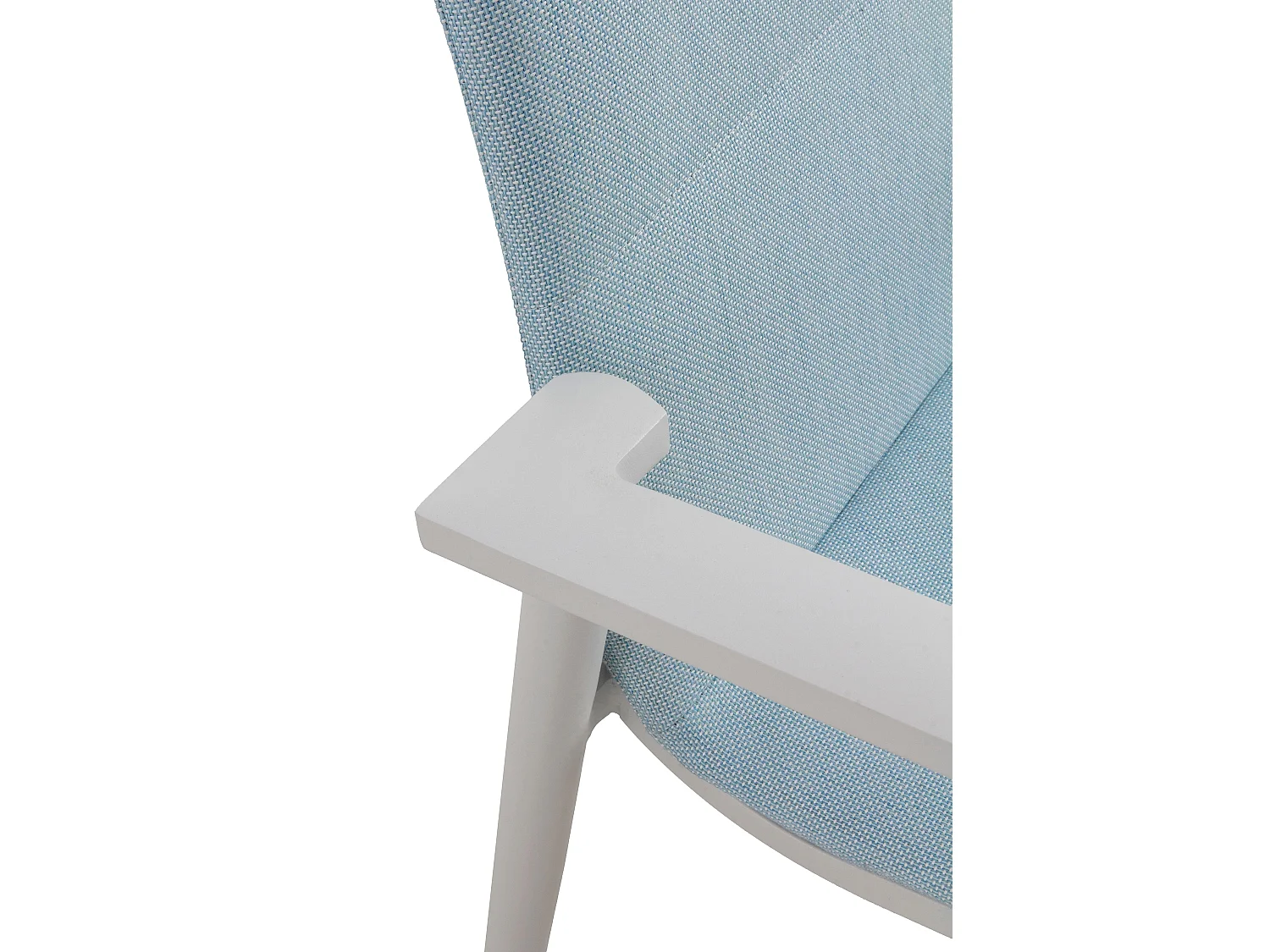 Lot de 4 fauteuils en aluminium blanc avec revêtement bleu clair