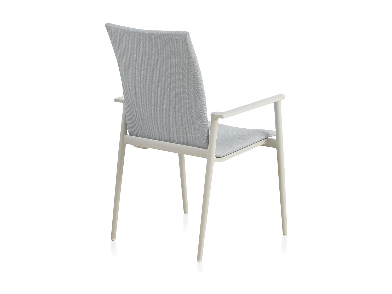 Lot de 4 fauteuils en aluminium blanc avec revêtement bleu clair