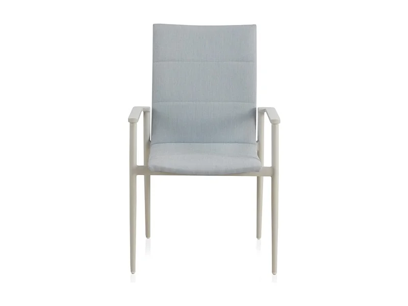Lot de 4 fauteuils en aluminium blanc avec revêtement bleu clair