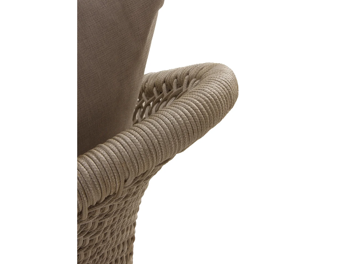 Sofá tejido de acacia con cojines color topo