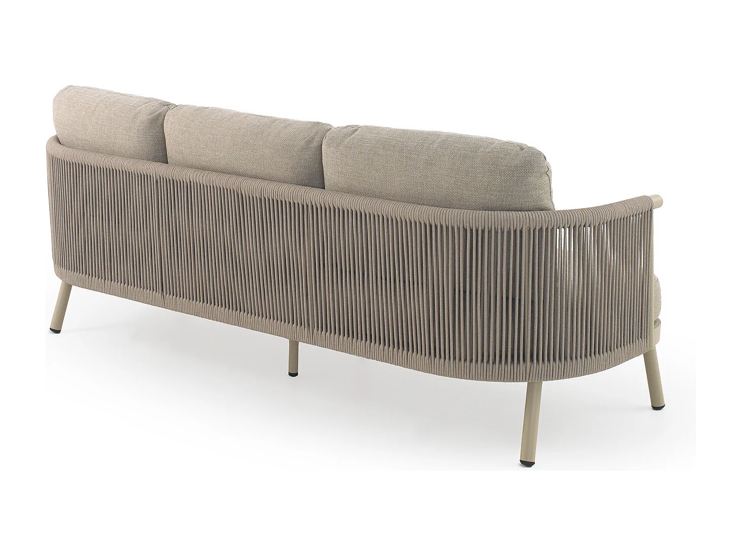 Sofá de aluminio tejido con cuerda color arena