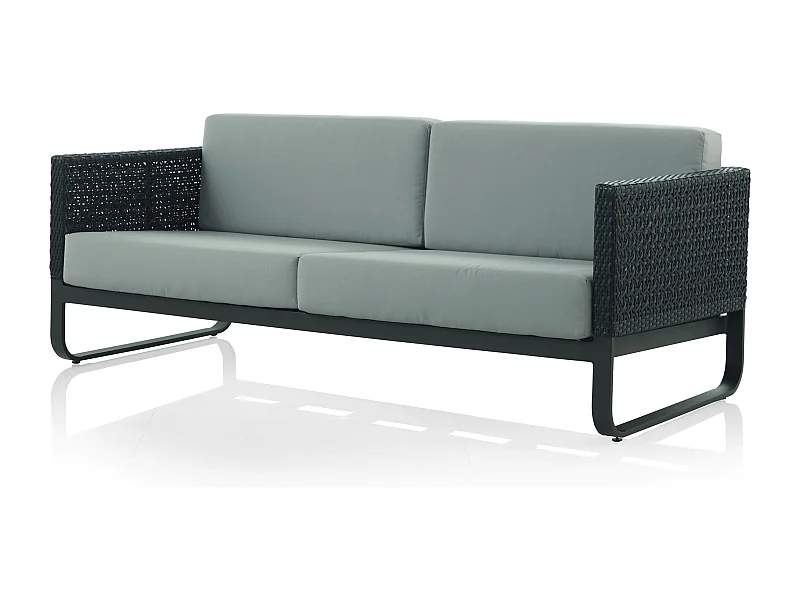 3-Sitzer-Sofa aus Aluminium und braunen Kunstfasern