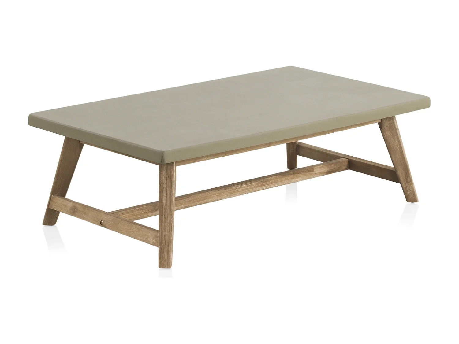 Couchtisch aus Akazienholz und Zementplatte hellgrau  70x120 cm