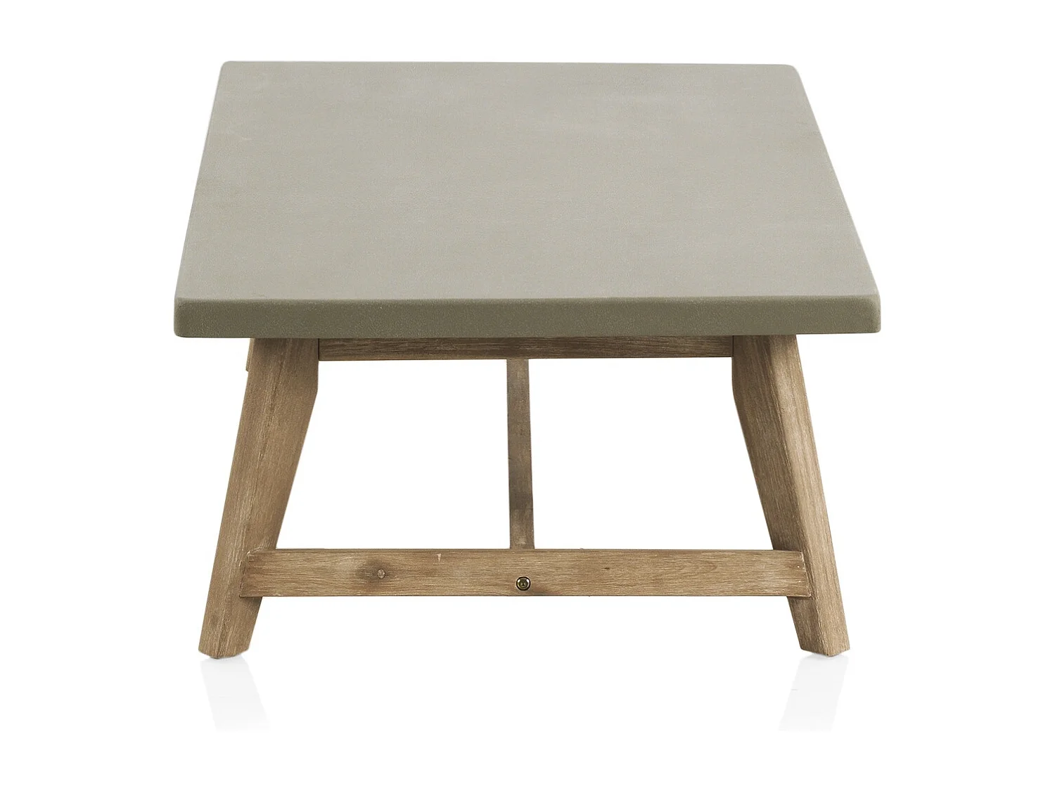 Couchtisch aus Akazienholz und Zementplatte hellgrau  70x120 cm