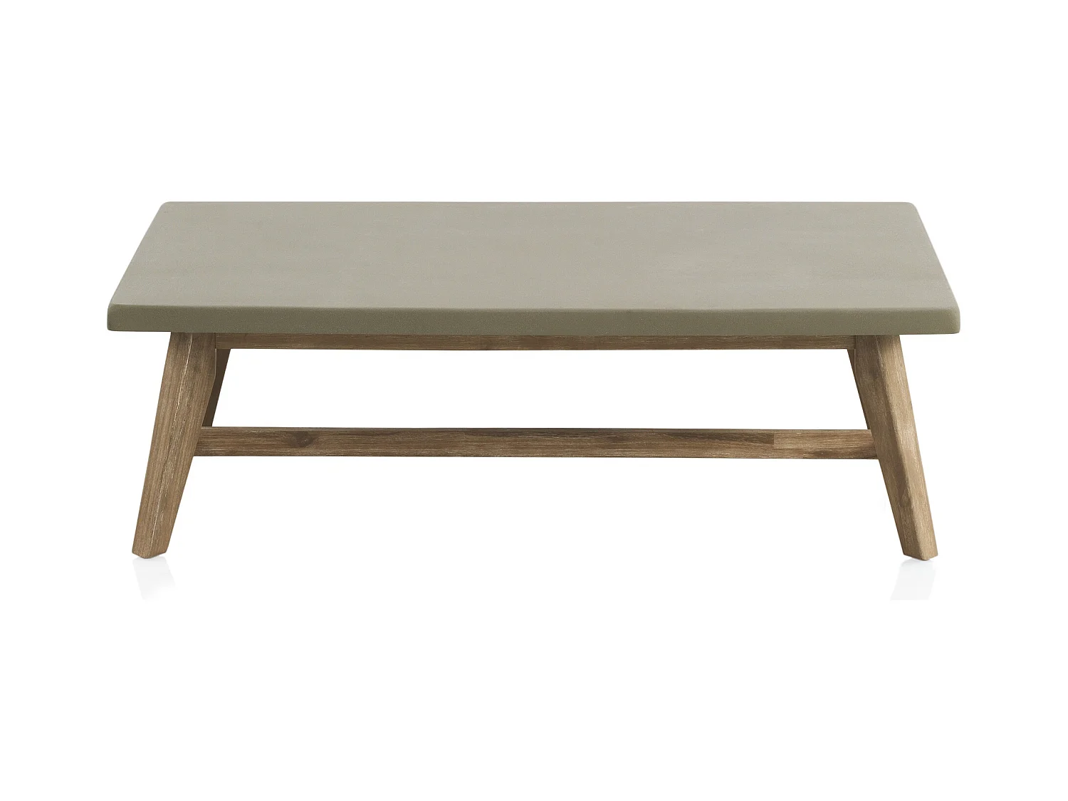 Table basse en acacia avec plateau en ciment gris clair 70x120 cm