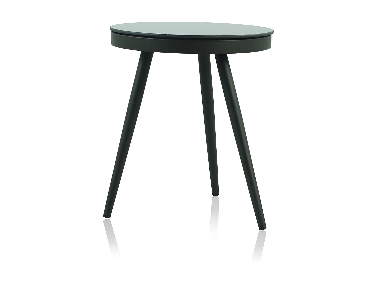 Table d'appoint en aluminium marron et verre trempé effet pierre noire