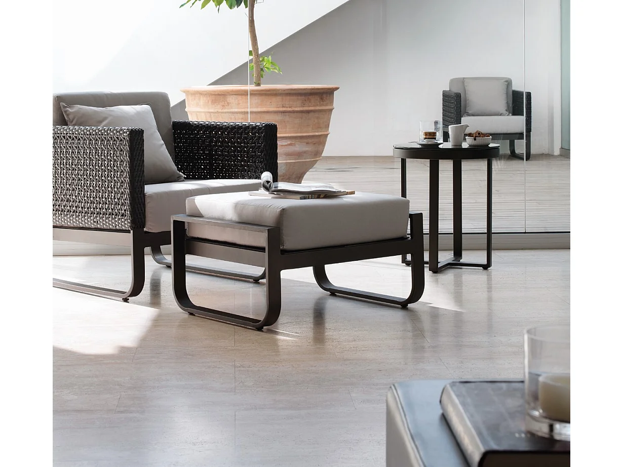 Table basse en aluminium marron et verre trempé noir, 45 cm de diamètre