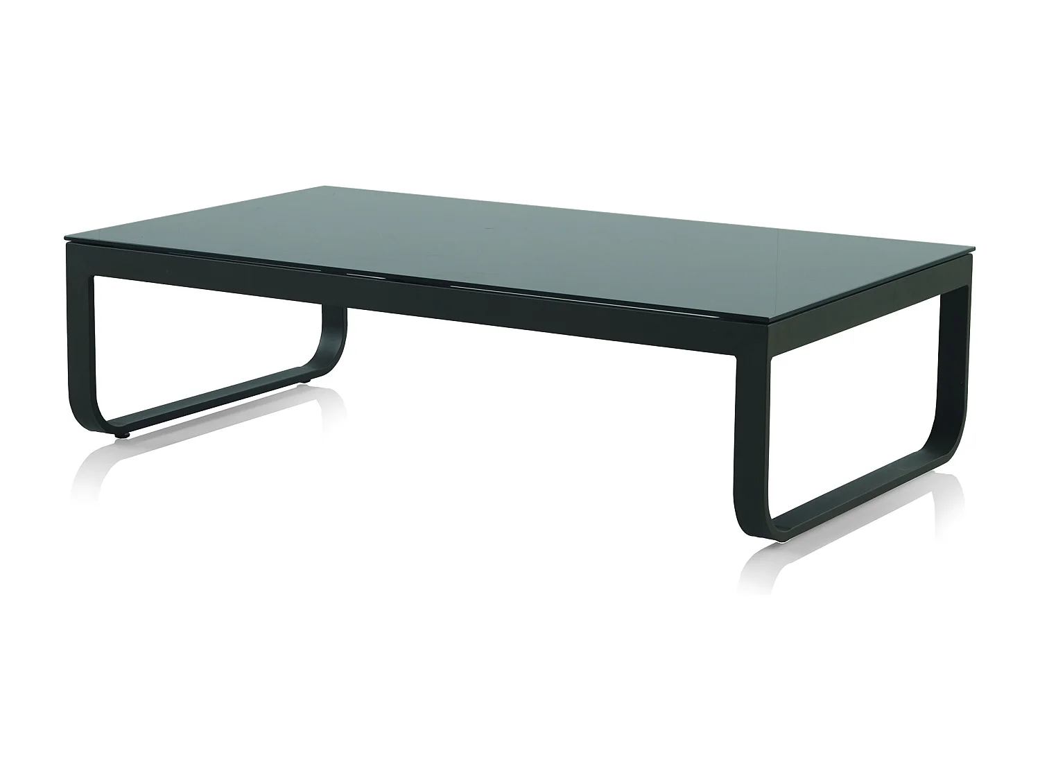 Mesa de centro de aluminio marrón y cristal templado negro 130x73 cm