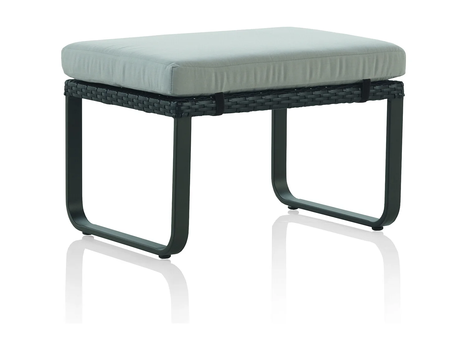 Reposapiés de aluminio y fibra sintética marrón con cojín gris