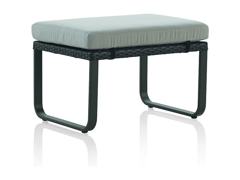 Reposapiés de aluminio y fibra sintética marrón con cojín gris