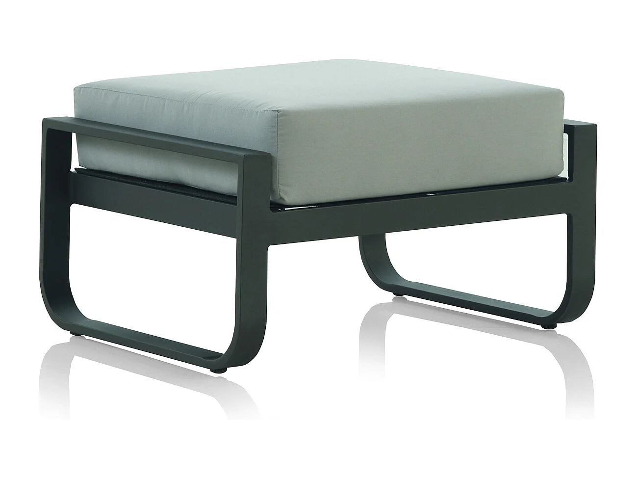 Pouf dunkel braunAluminium und Kunstfaser mit grauKissen