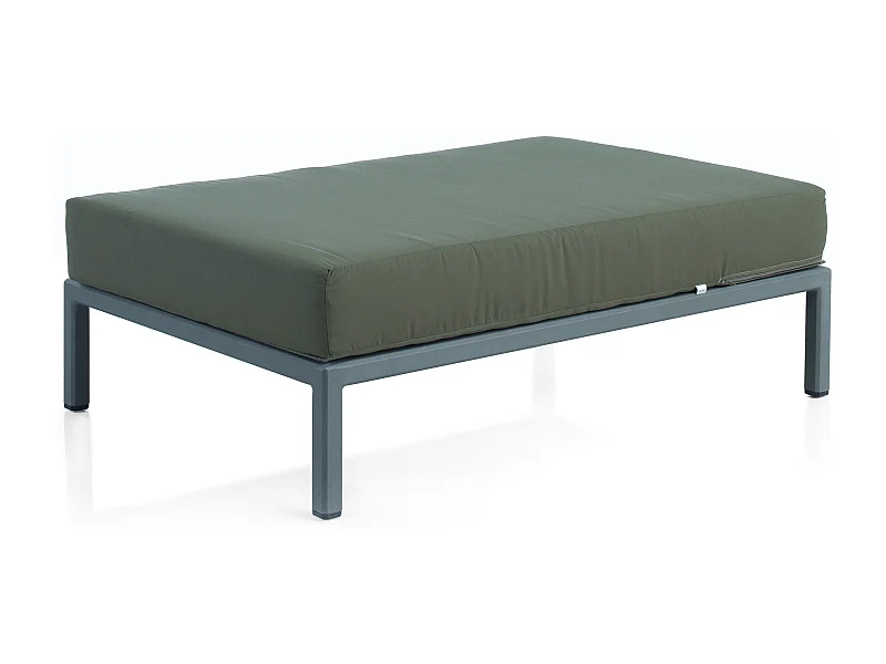 Puff de aluminio y fibra Fifertex color topo con cojín marrón