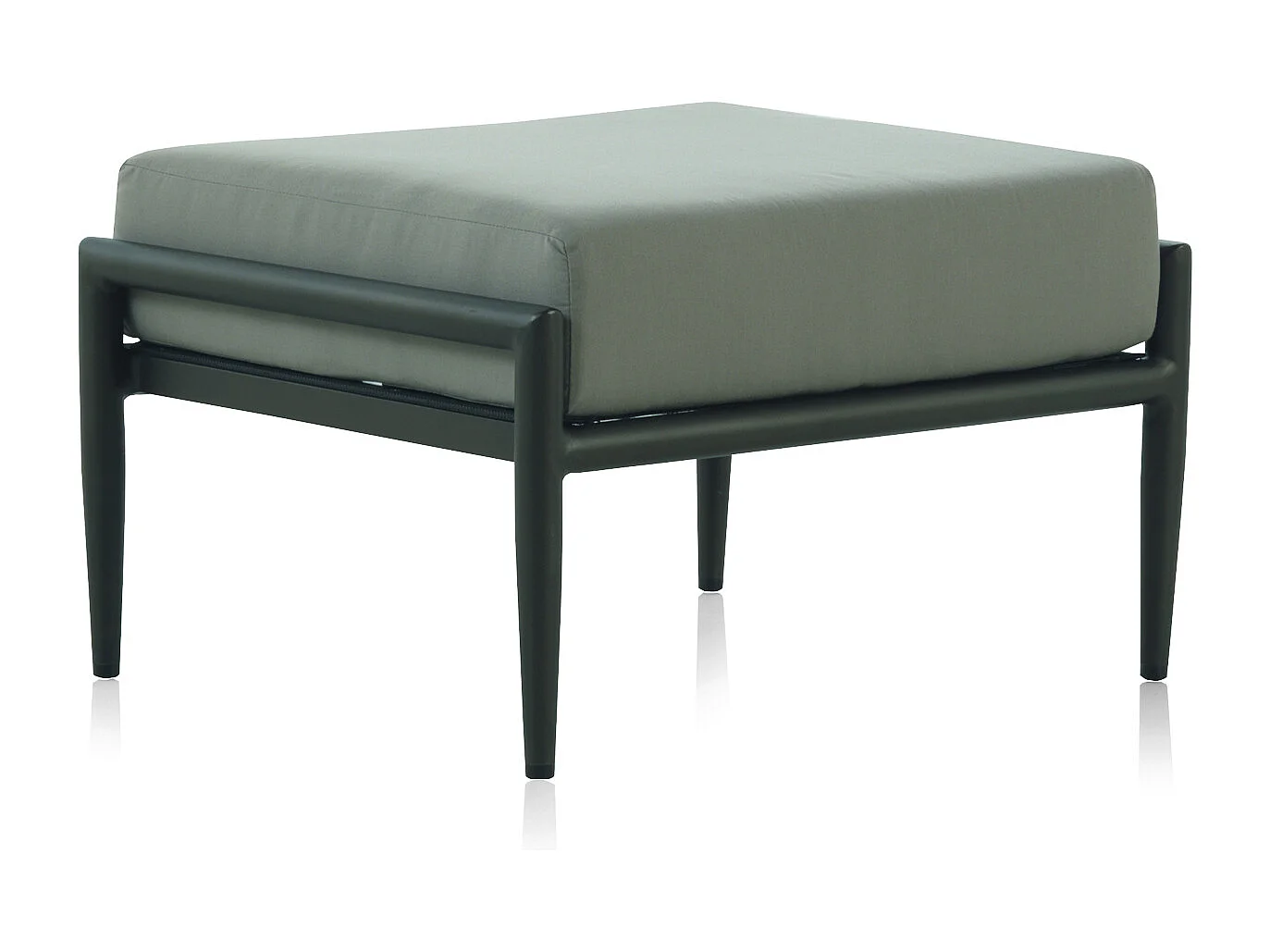 Repose-pieds en aluminium marron avec coussin couleur lin