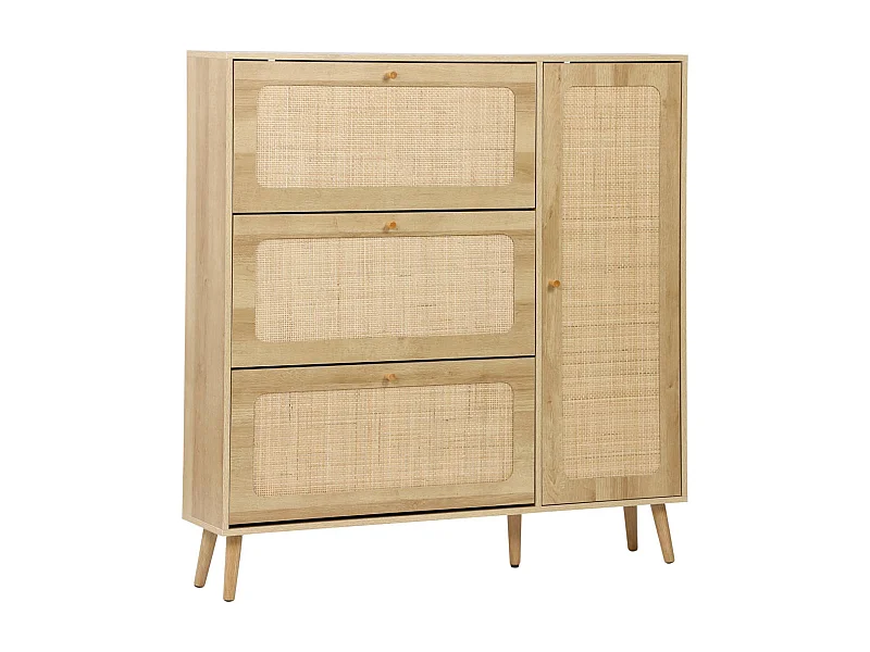 Mueble para zapatos de caña con 3 cajones natural