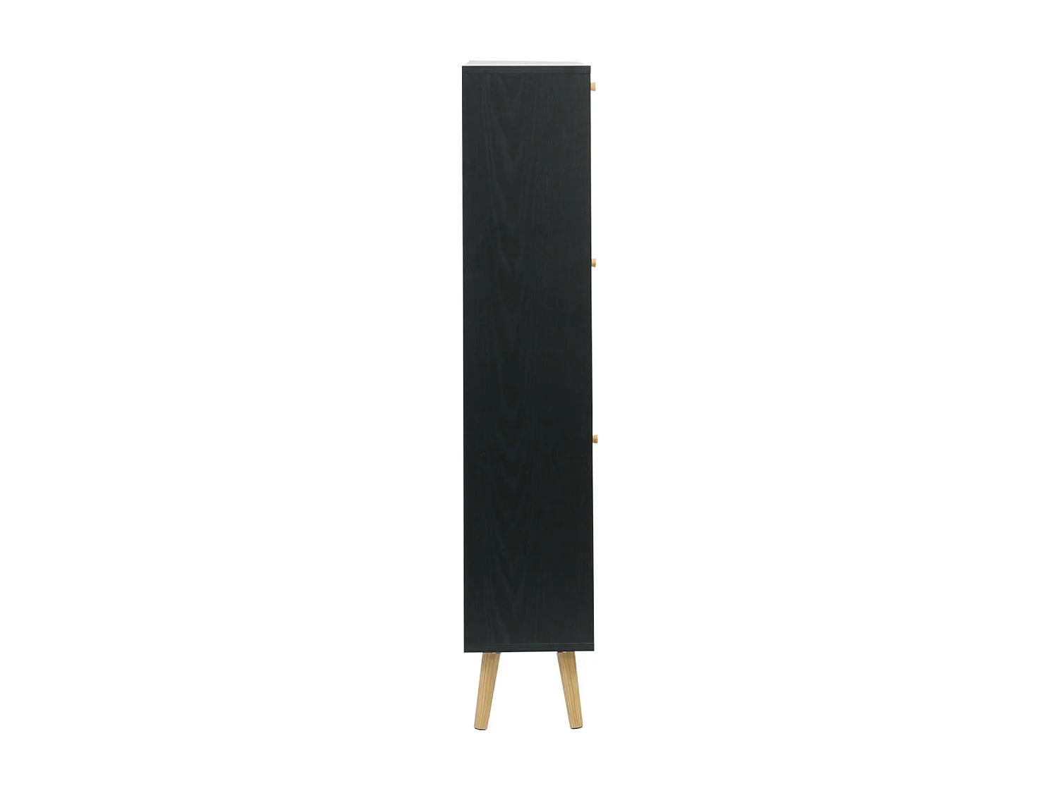 Scarpiera con decoro in legno e canna, 3 ante, nero