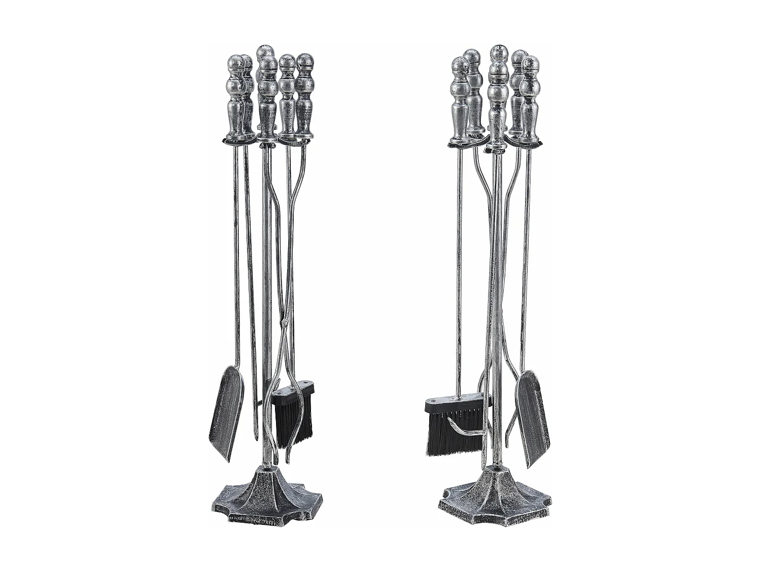 Set camino Dovre con scopa pala pinza attizzatoio argento 03_0006313