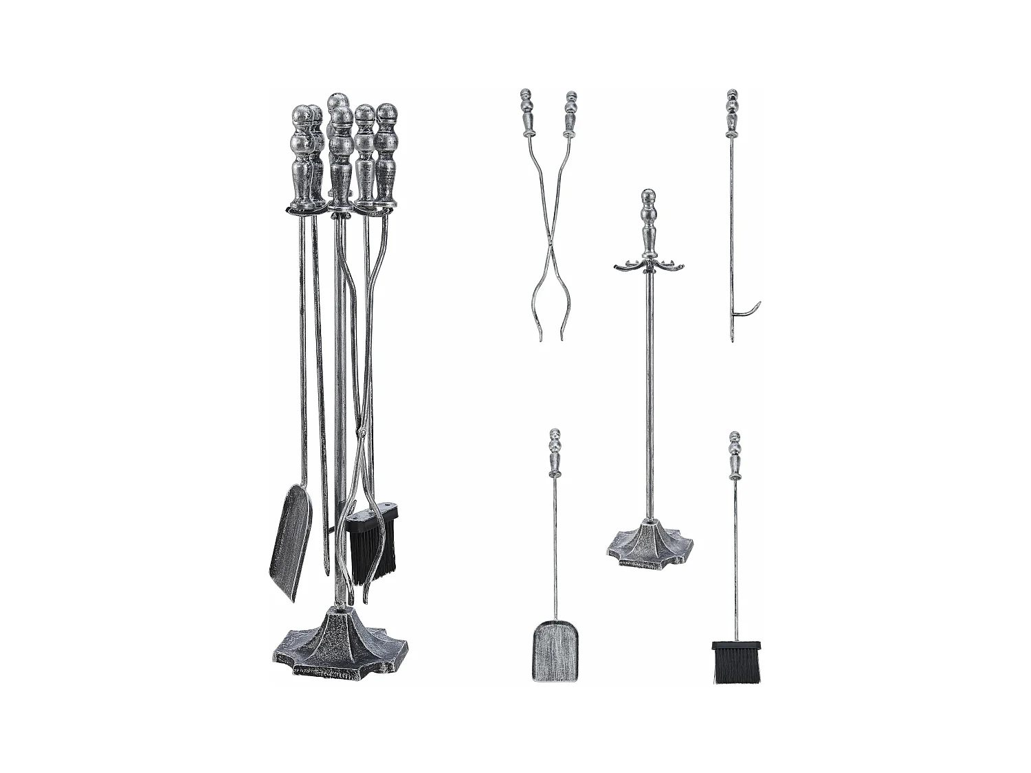 Serviteur de cheminée dovre argenté 17.5 x 17.5 x 80 cm 03_0006313