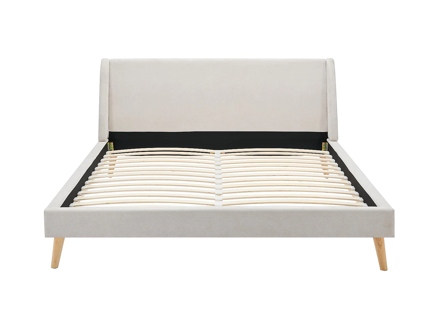 Scandinavisch bed 160 x 200 cm - Stof - Beige + matras - BENEDICTE