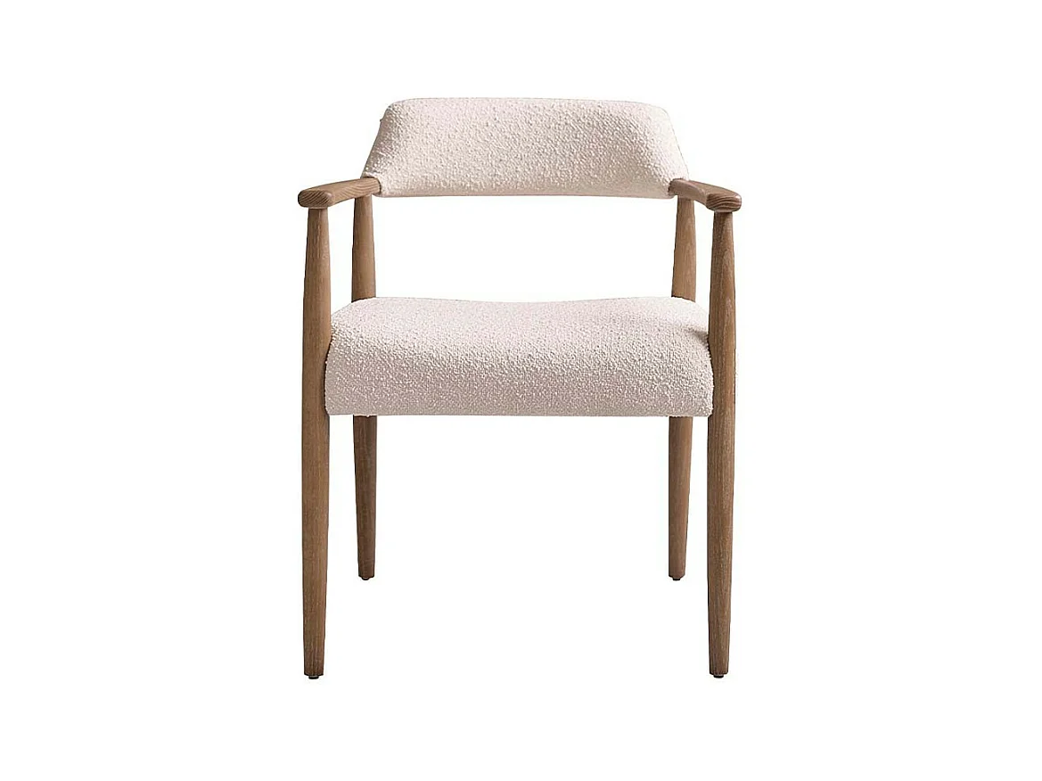 Chaise en chêne massif et tissu bouclette