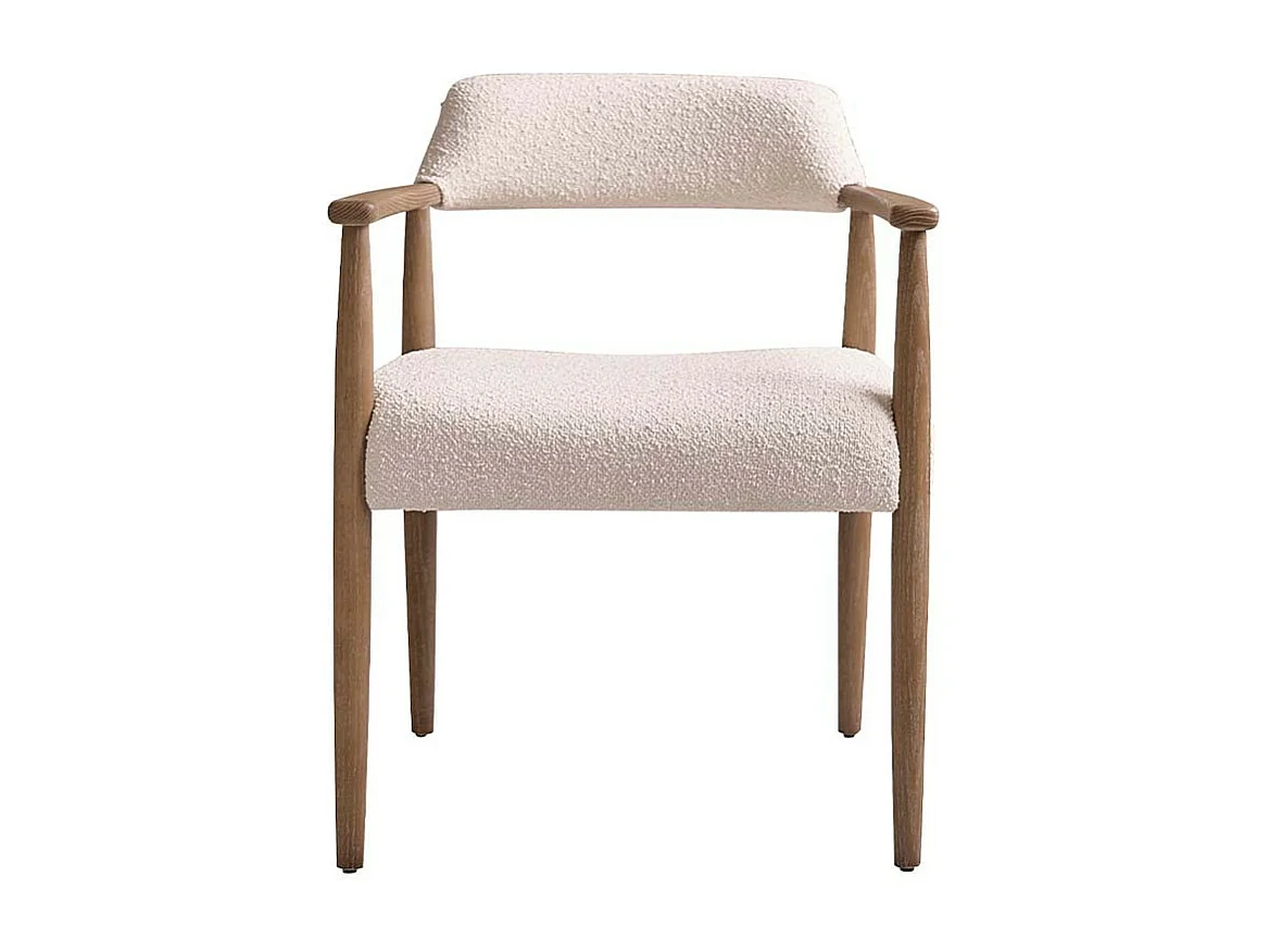 Sedia in rovere massello e tessuto bouclé