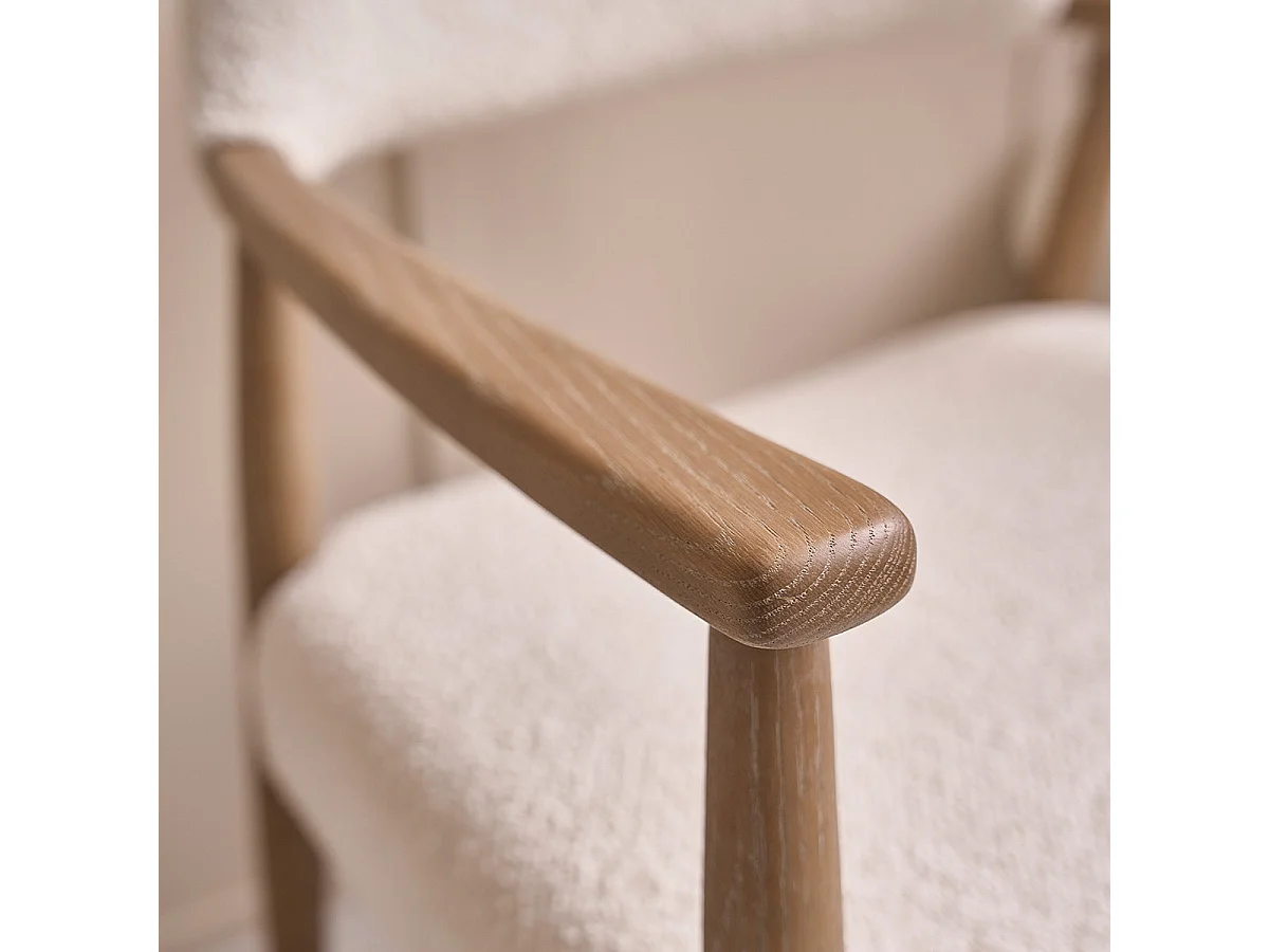Silla de roble macizo y tejido bouclette