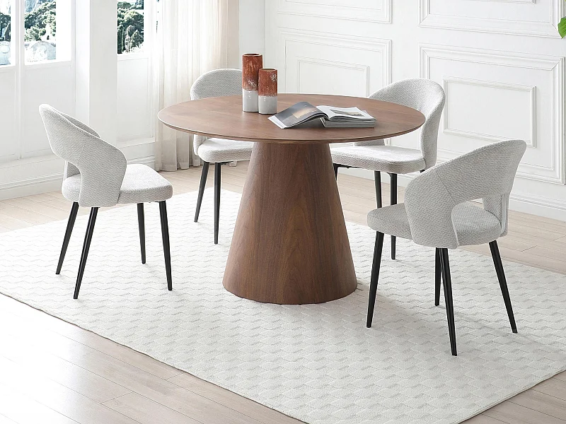 Conjunto de mesa ANTALIZA + 4 sillas NIYAMA - Natural oscuro y gris