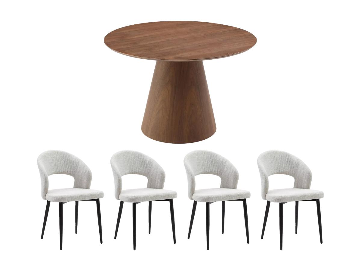 Set Tisch ANTALIZA + 4 Stühle NIYAMA - Holzfarben dunkel & Grau günstig online kaufen