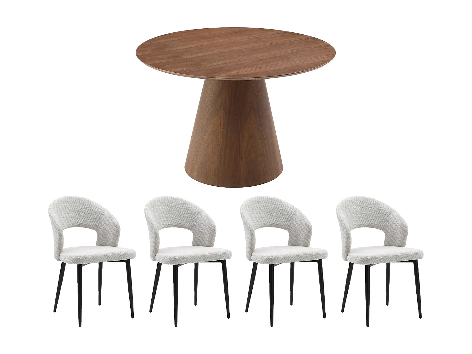 Set Tisch ANTALIZA + 4 Stühle NIYAMA - Holzfarben dunkel & Grau