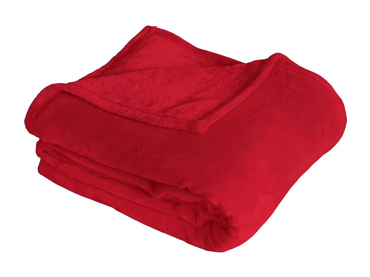 Plaid Polaire XL Uni "Coral Fleece" 180x220cm Rouge