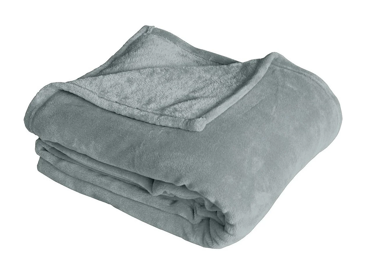 Plaid Polaire XL Uni "Coral Fleece" 180x220cm Gris Clair