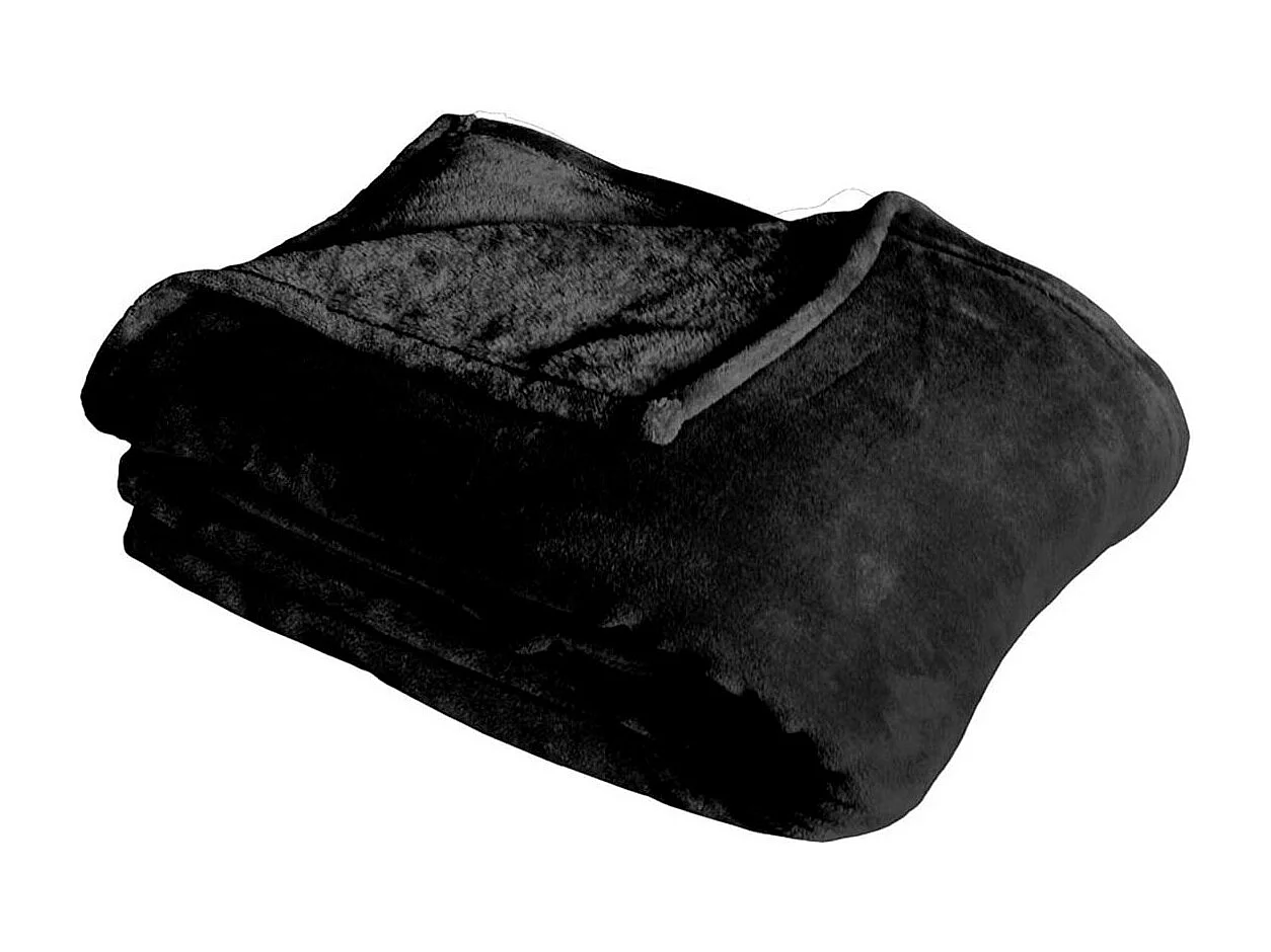Plaid Polaire XL Uni "Coral Fleece" 180x220cm Noir