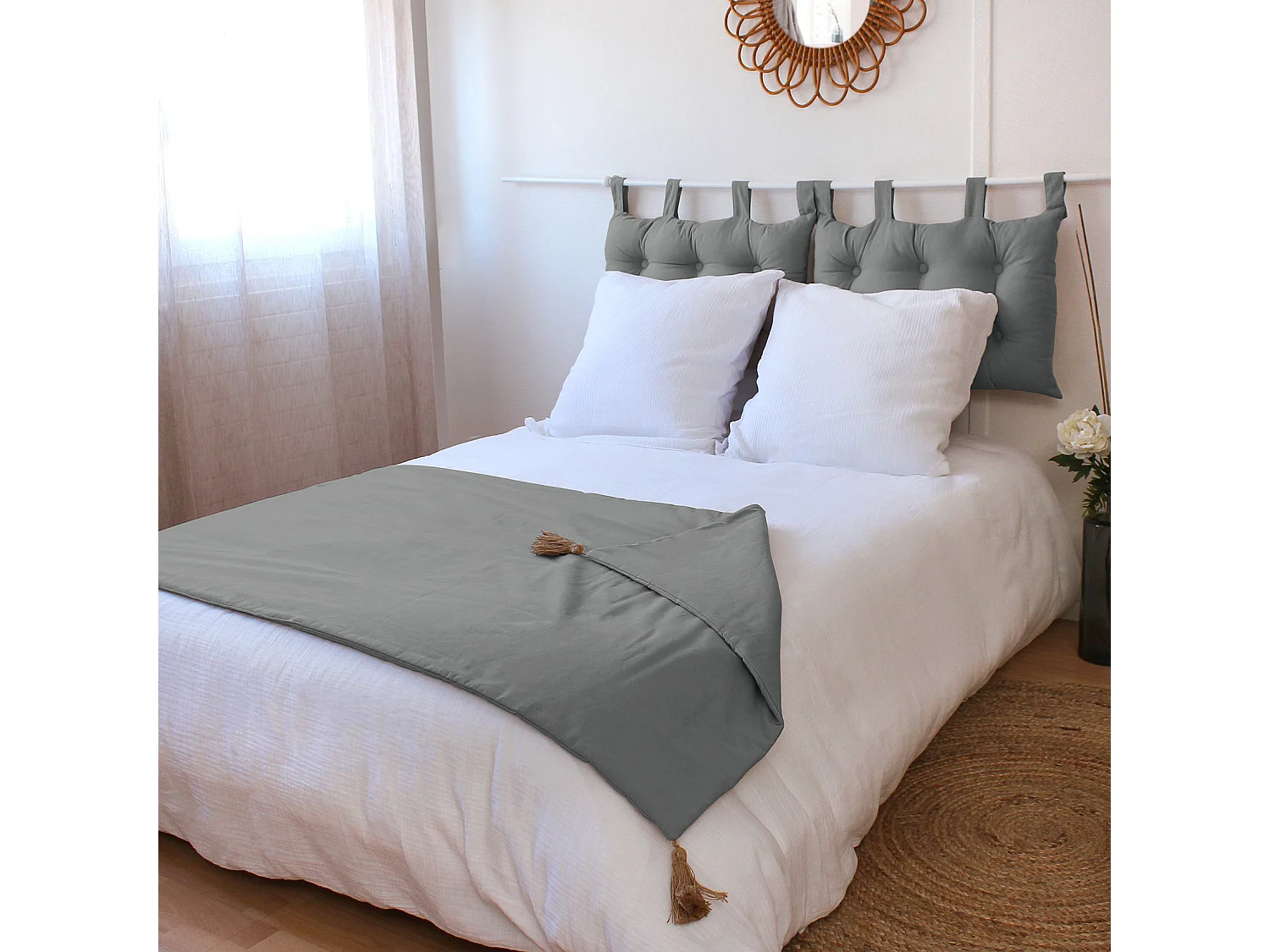 Edredón Panama con borlas de yute