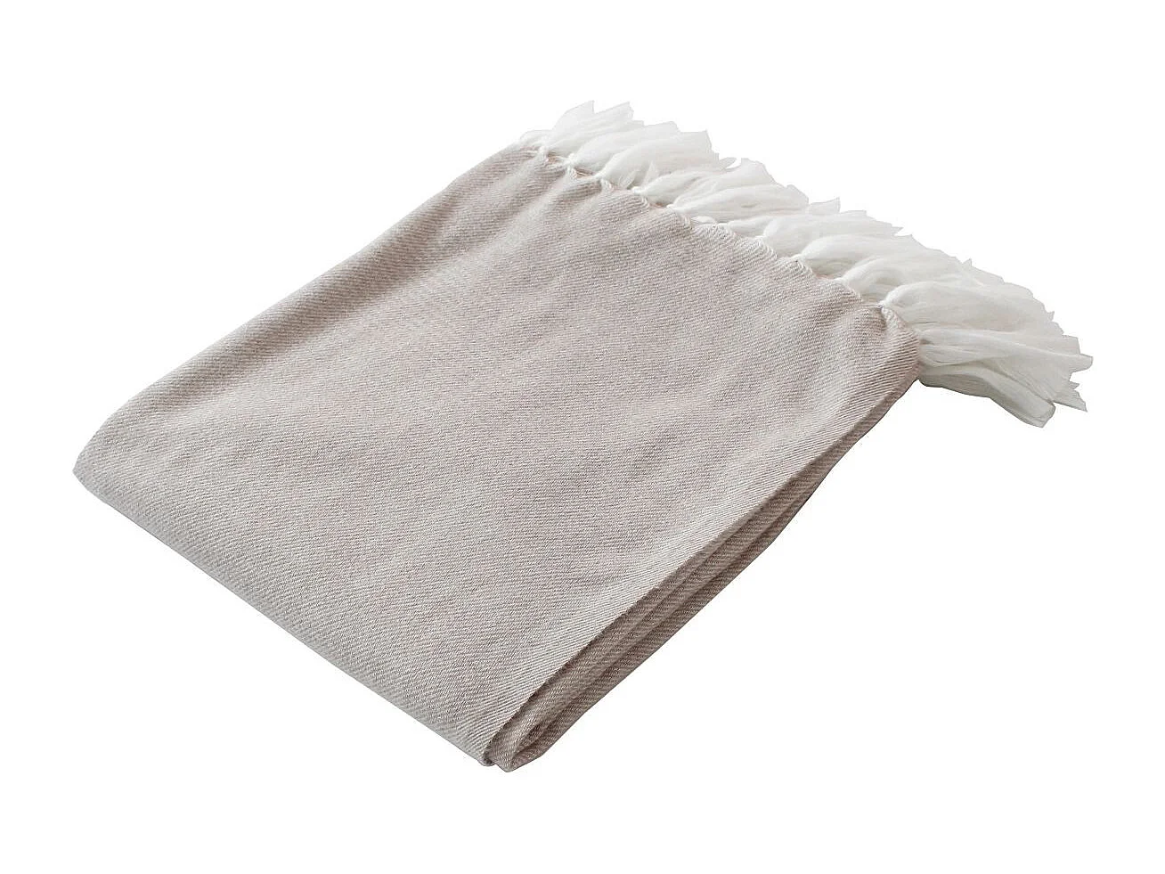 Plaid Uni à Franges XL "Dobby" 180x220cm Beige