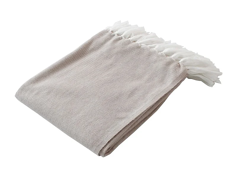 Plaid Uni à Franges XL "Dobby" 180x220cm Beige