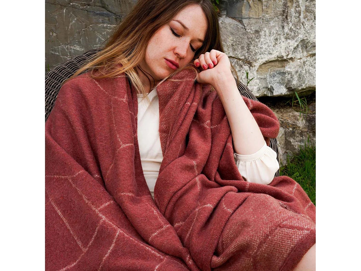 Manta de lana en jacquard gráfico