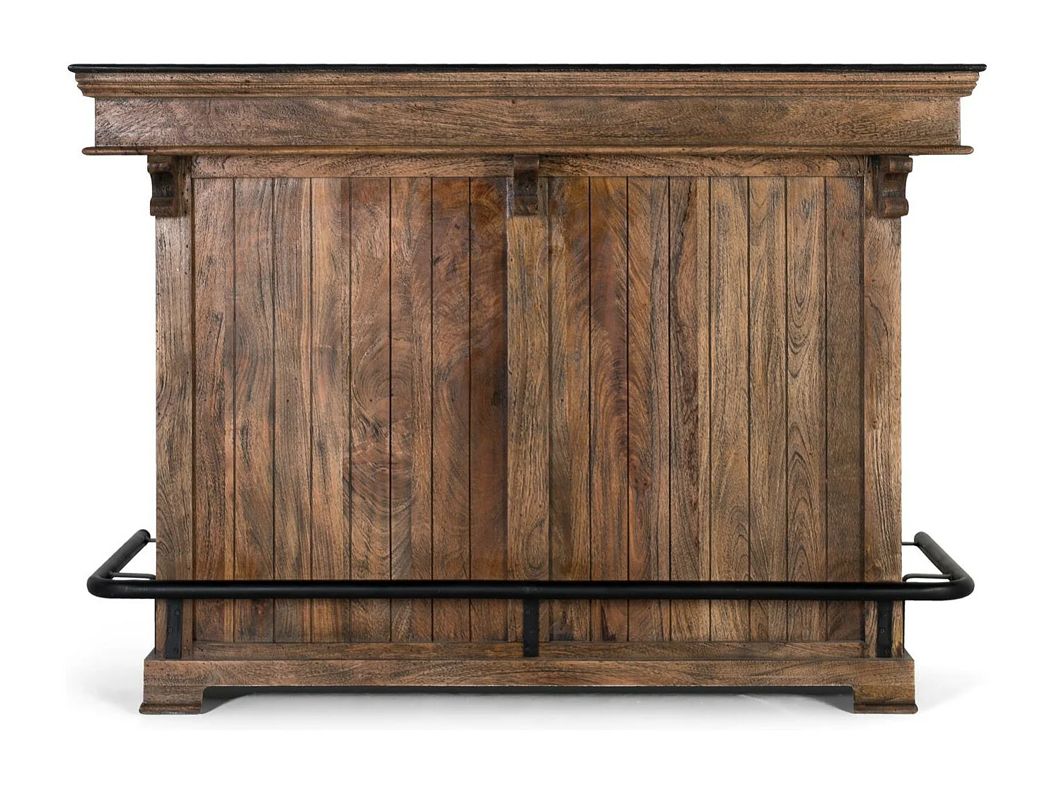 Meuble bar marron en manguier, granit et métal 150cm