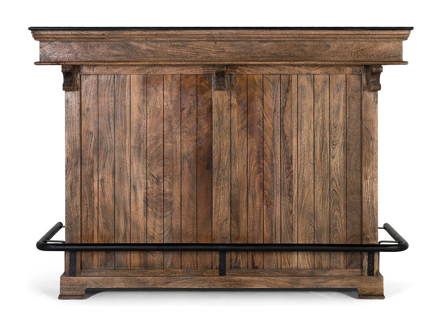 Mueble bar marrón en madera de mango granito y metal 150cm