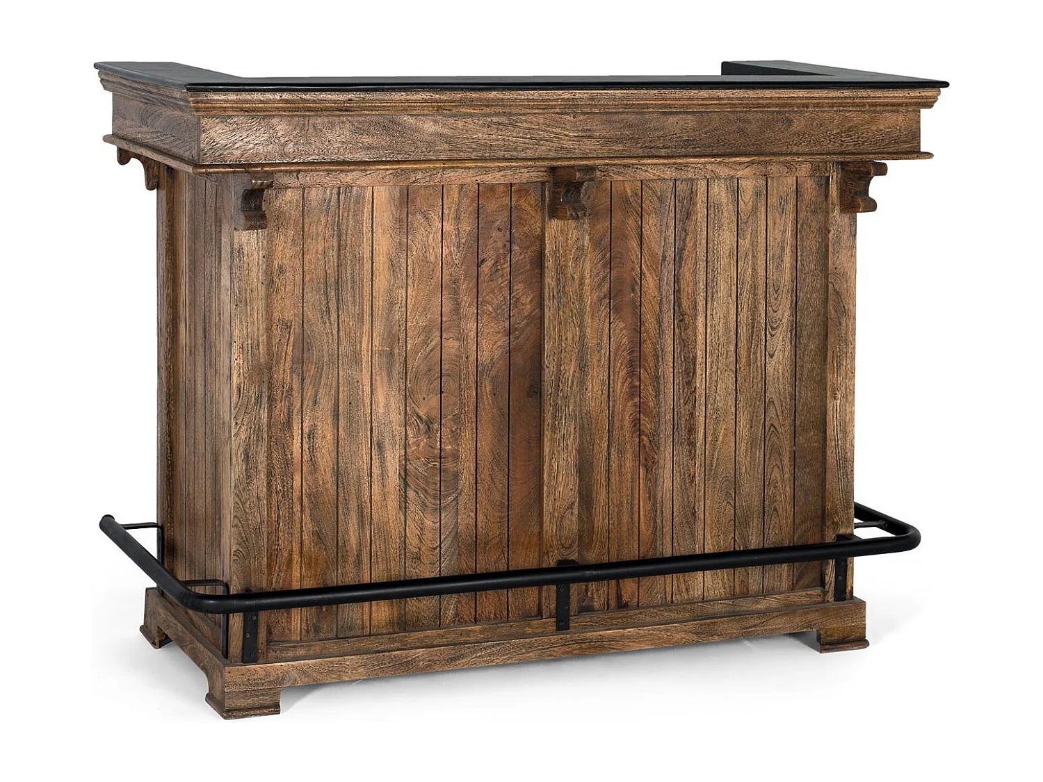 Mueble bar marrón en madera de mango granito y metal 150cm