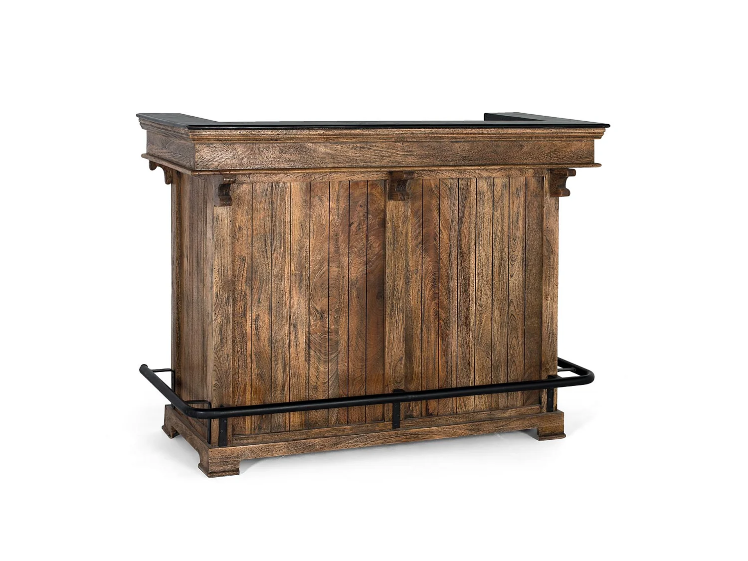 Meuble de bar en bois de manguier 150 cm, style rustique moderne - 110 x 150 x 62