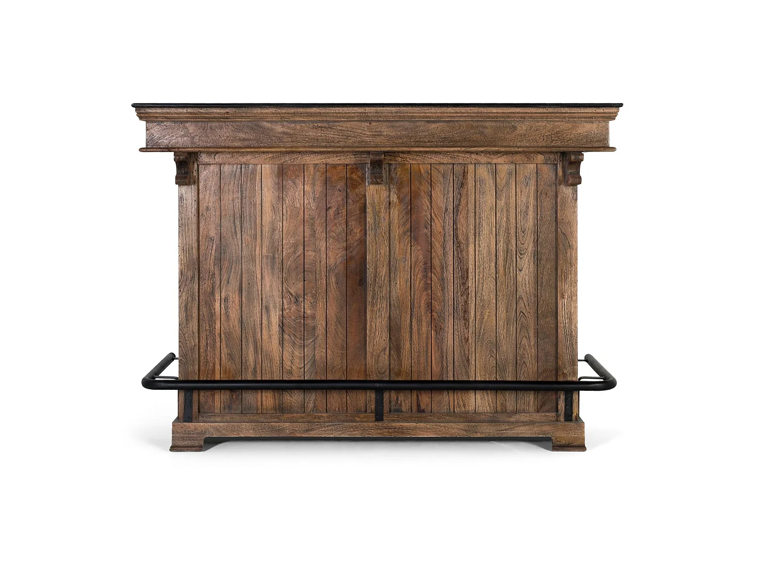 Meuble de bar en bois de manguier 150 cm, style rustique moderne - 110 x 150 x 62