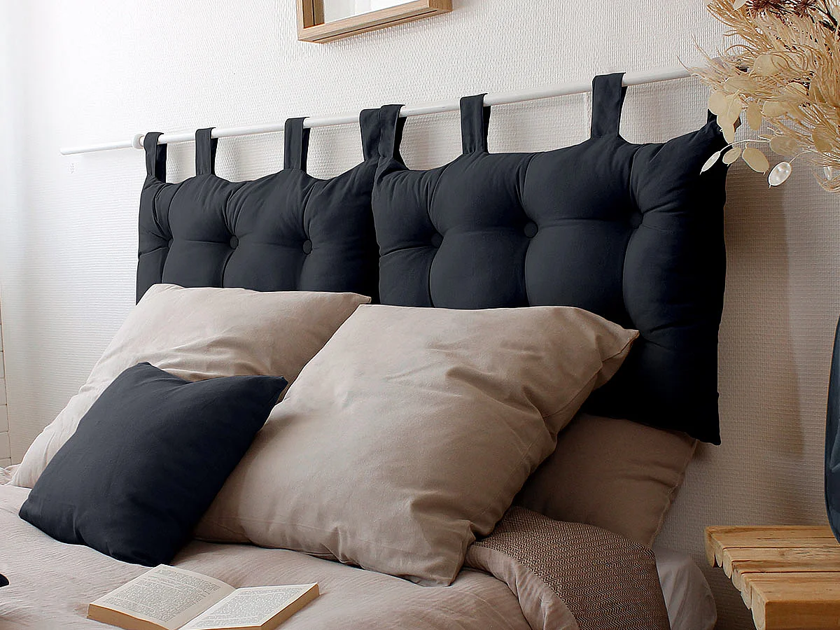 Cojín de cabecera de cama de algodón con patas con botones