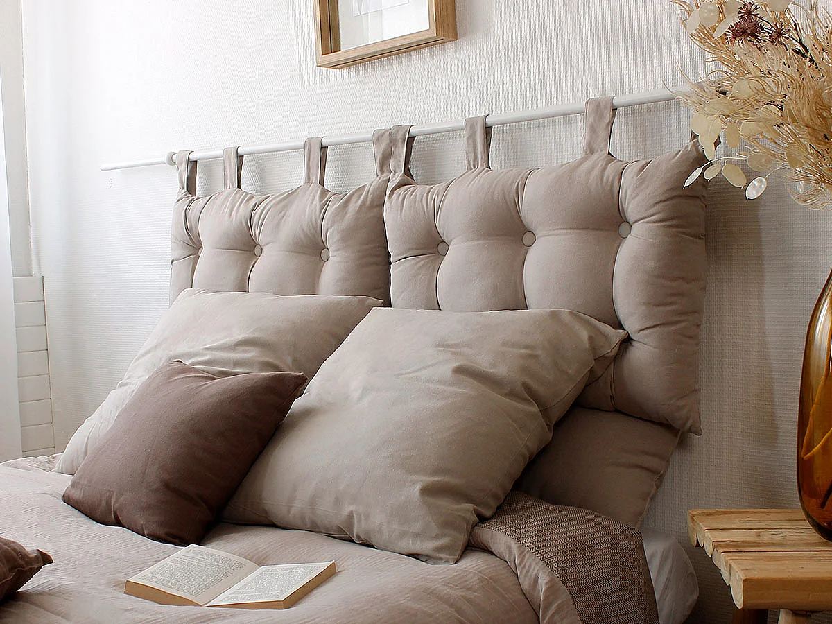 Coussin Tête de Lit Uni "Panama" 70cm Naturel