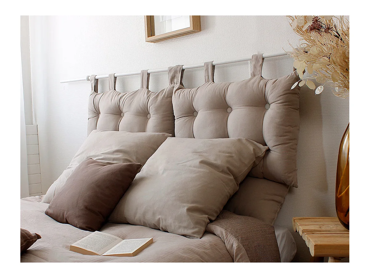 Coussin Tête de Lit Uni "Panama" 70cm Naturel