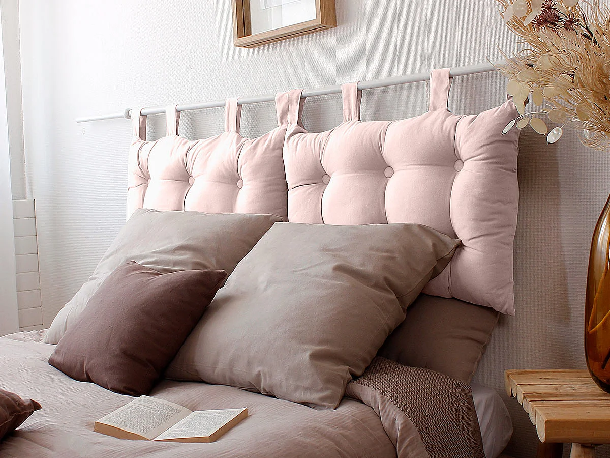 Coussin Tête de Lit Uni "Panama" 70cm Vieux Rose