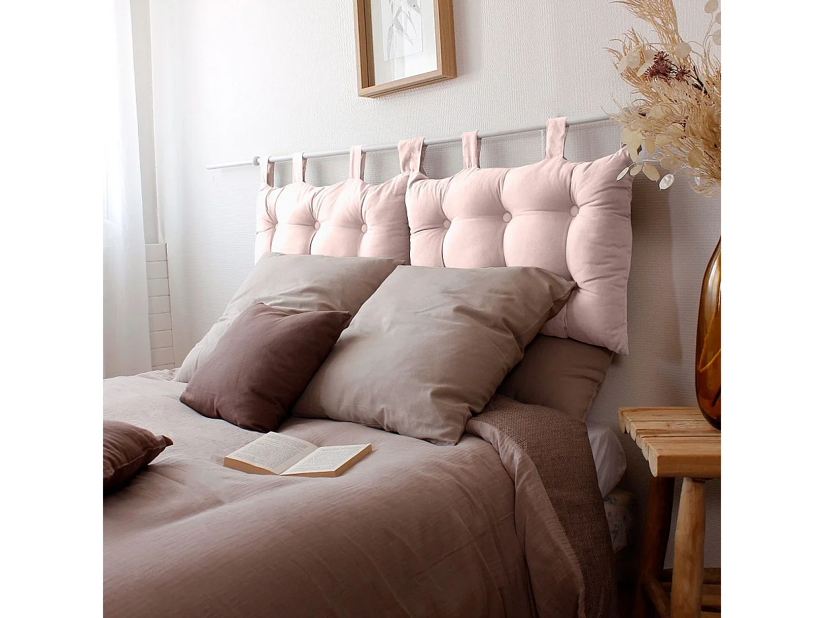 Cojín de cabecera de cama de algodón con patas con botones