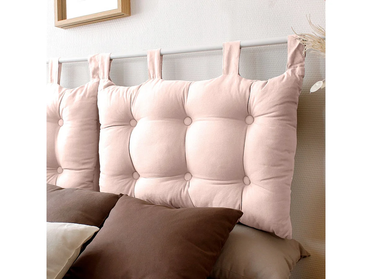 Cojín de cabecera de cama de algodón con patas con botones