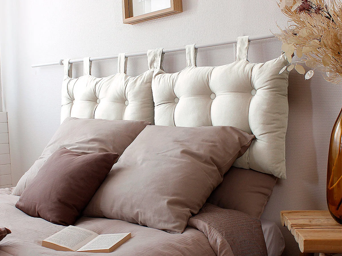 Coussin Tête de Lit Uni "Panama" 70cm Écru