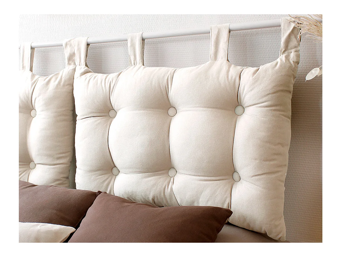 Coussin Tête de Lit Uni "Panama" 70cm Écru